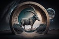 Generative AI illustration surreal astrology concept. zodiac signs. Capricorn Royalty Free Stock Photo