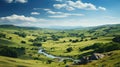 Generative ai illustration of Sussex downs countryside landscape Royalty Free Stock Photo