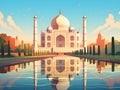 Generative AI Illustration, Taj Mahal is a palace in India.