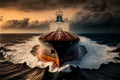 Generative AI illustration of tanker ship on full sea