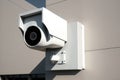 Close up of security camera on modern building wall AI generated