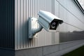 Close up of security camera on modern building wall AI generated