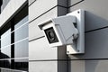 Close up of security camera on modern building wall AI generated