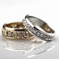 Generative ai illustration of two wedding rings in close-up Royalty Free Stock Photo