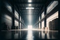Generative AI illustration of a warehouse with some boxes Royalty Free Stock Photo