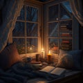 Winter Reading Nook Warm and Cozy Royalty Free Stock Photo