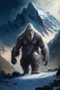 Generative AI illustration of yeti in the mountains