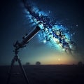 Generative AI illustrations, Astronomical telescope for observing stars, planets, Moon, celestial objects in the sky. Royalty Free Stock Photo