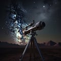 Generative AI illustrations, Astronomical telescope for observing stars, planets, Moon, celestial objects in the sky. Royalty Free Stock Photo