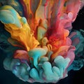 Generative ai illustrations, FLUID ART, MIXING COLORS, THAT EXPLODE AND CREATE A MAGIC OF COLORS Royalty Free Stock Photo