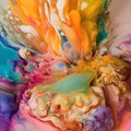 Generative ai illustrations, FLUID ART, MIXING COLORS, THAT EXPLODE AND CREATE A MAGIC OF COLORS Royalty Free Stock Photo