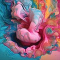 Generative ai illustrations, FLUID ART, MIXING COLORS, THAT EXPLODE AND CREATE A MAGIC OF COLORS Royalty Free Stock Photo