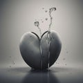 Generative AI illustrations, Heart shaped water splash. Conceptual symbol