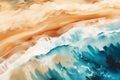 generative AI ilustration watercolor paint of a aerial top view of a beach and ocean waves