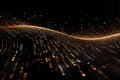 Generative AI Image of Abstract Modern Technology Background with Golden Waves Binary Data