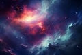 Generative AI Image of Abstract Outer Space Background with Galaxy Nebula in the Sky