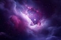 Generative AI Image of Abstract Outer Space Background with Starry Nebula in Purple Sky