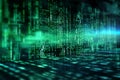 Generative AI Image of Abstract Technology Background with Binary Matrix Data on Computer Royalty Free Stock Photo