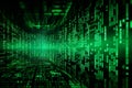 Generative AI Image of Abstract Technology Background with Green Binary Matrix Data on Computer Royalty Free Stock Photo
