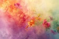 Generative AI Image of Aesthetic Girly Background with Colorful Watercolor Flowers Painting