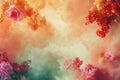 Generative AI Image of Aesthetic Painting Artwork Background with Watercolor Flowers Decoration