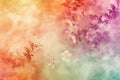 Generative AI Image of Aesthetic Painting Background with Watercolor Flowers and Smoke Texture