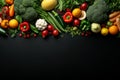 Generative AI Image of Assorted Fresh Vegetables with Blank Space on Dark Background Royalty Free Stock Photo