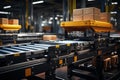 Generative AI Image of Automated Roller Conveyor System for Moving Carton Boxes in Factory Royalty Free Stock Photo