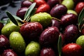 Generative AI Image of Background of Assorted Fresh Olives Fruit