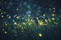 Generative AI Image of Beautiful Fluorescent Light of Fireflies Flying in the Garden at Night Royalty Free Stock Photo