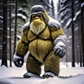 Generative AI image of Big Foot in the snow