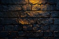 Generative AI Image of Black Brick Wall Texture Pattern Background with Light Royalty Free Stock Photo