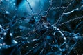 Generative AI Image of Black Cell of Connected Neural Nerve Network System with White Particles