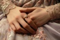 Generative AI Image of Bride Wearing Gold Wedding Ring on Finger