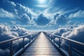Generative AI Image of Bridge to Heaven Among the Clouds with Bright Blue Sky Royalty Free Stock Photo