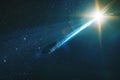 Generative AI Image of Bright Comet with Stars in Outer Space Sky Royalty Free Stock Photo