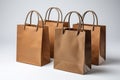 Generative AI Image of Brown Paper Shopping Bags with Rope Handles on Isolated Background