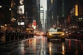 Generative AI Image of Cars Passing on the Highway During Heavy Rain in the City Royalty Free Stock Photo