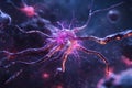 Generative AI Image of Cell with Connected Neural Nerve Network System and Electrical