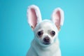 Generative Ai image of a chihuahua wearing easter bunny ears