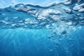 Generative AI Image of Clear Blue Sea Water Background with Bubbles Royalty Free Stock Photo