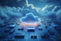 Generative AI Image of Cloud Computing Data Storage with Circuit Network Royalty Free Stock Photo