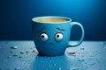 Generative AI Image of Coffee in Character Mug with Sad Expression of Blue Monday Concept