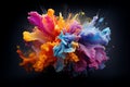 Generative AI Image of Colorful Abstract Ink Fluid Liquid on Black Background Royalty Free Stock Photo