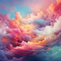 Generative AI Image of Colorful Bright Clouds Abstract Art Painting Background