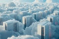 Computer servers in cloud-based data storage system, Online data storage, Cloud computing Royalty Free Stock Photo
