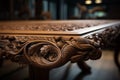 Generative AI Image of Corner Table with Wood Carved Ornament