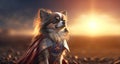 Generative AI image of a cute chihuahua in a super hero costume