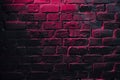 Generative AI Image of Dark Brick Wall Pattern Background with Purple Light Royalty Free Stock Photo
