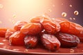 Generative AI Image of Dates Fruit with Sweet Honey on Bright Background Royalty Free Stock Photo